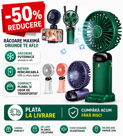 Ventilator Portabil Cu Suport Telefon